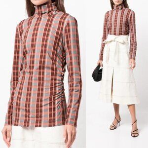 New! Tanya Taylor Shelby Grid Print Organic Cotton Top nwt 30466